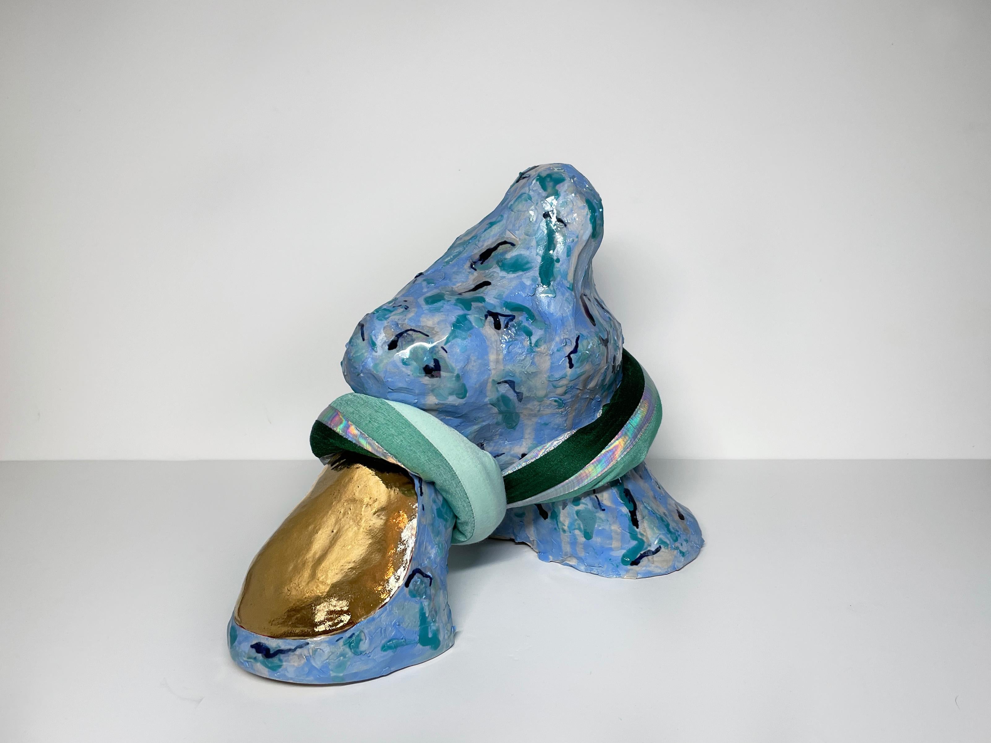 Medium Abstract Ceramic Sculpture with Textile: 'Tijme'