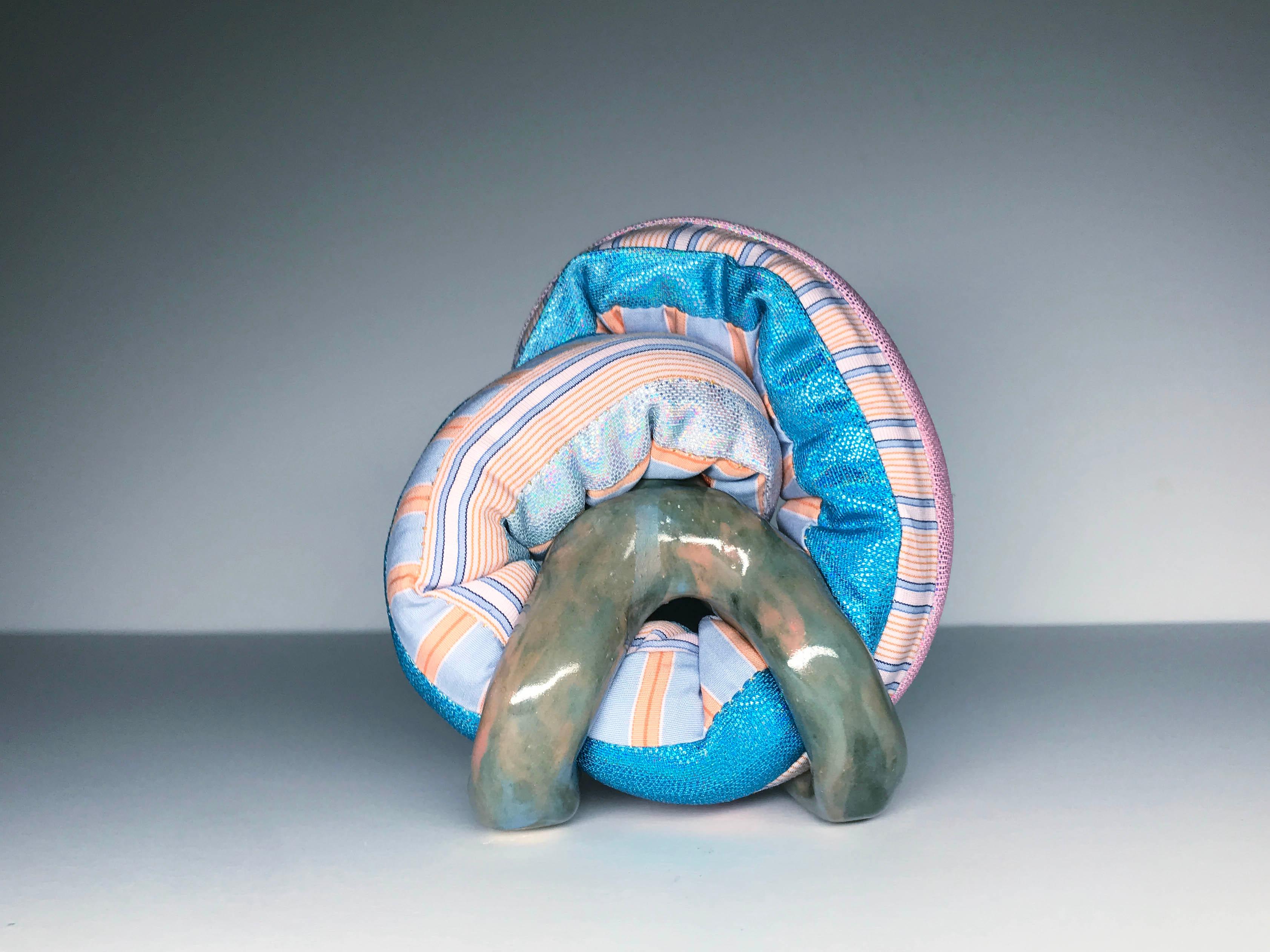 Small Ceramic & Fiber Sculpture: 'Bobbi'