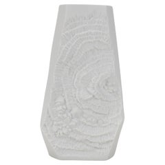 Retro AK Kaiser Op Art White Bisque Porcelain Vase Flower Abstract Surface Pattern