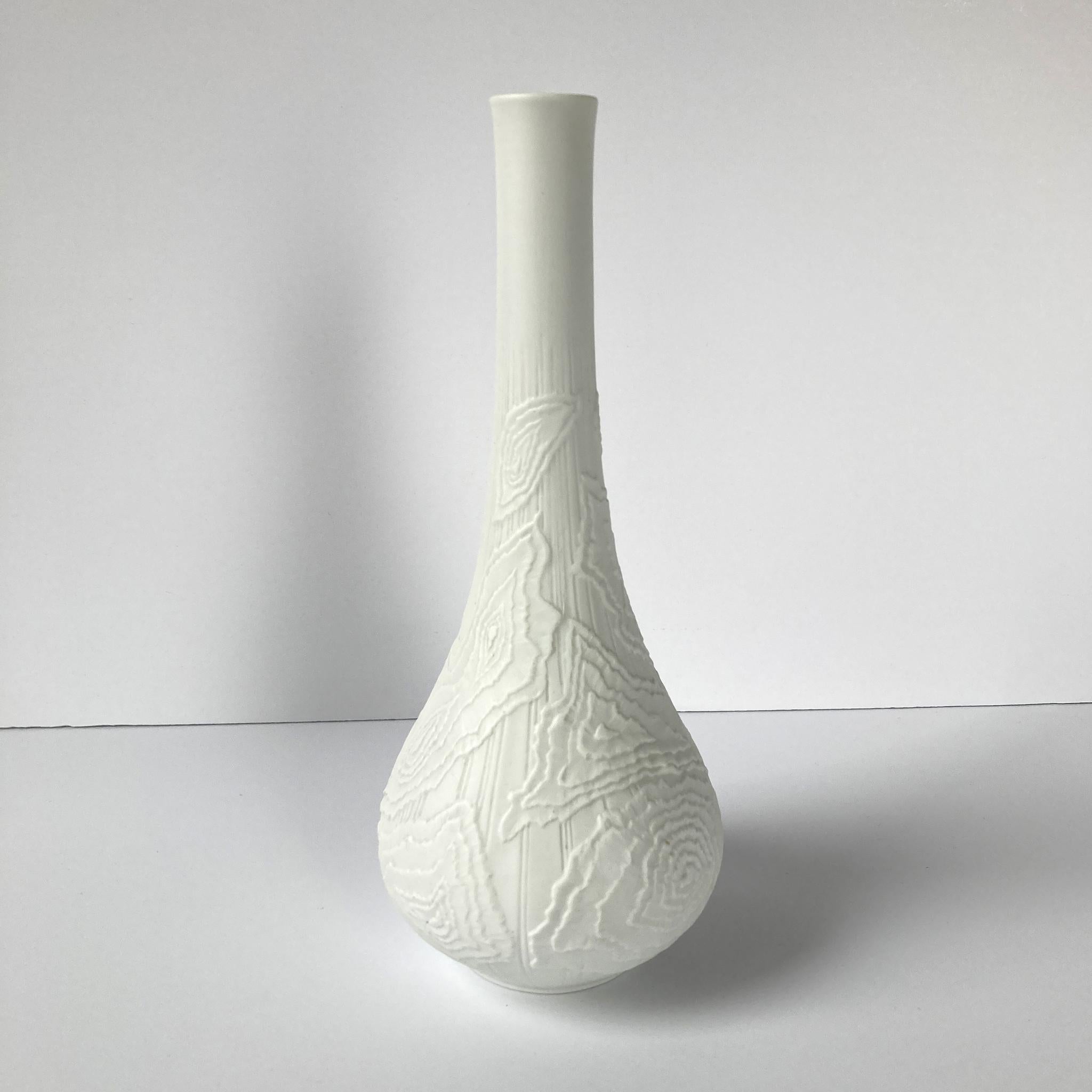 Mid-Century Modern AK Kaiser Textured White Bisque Vase, 1970s For Sale