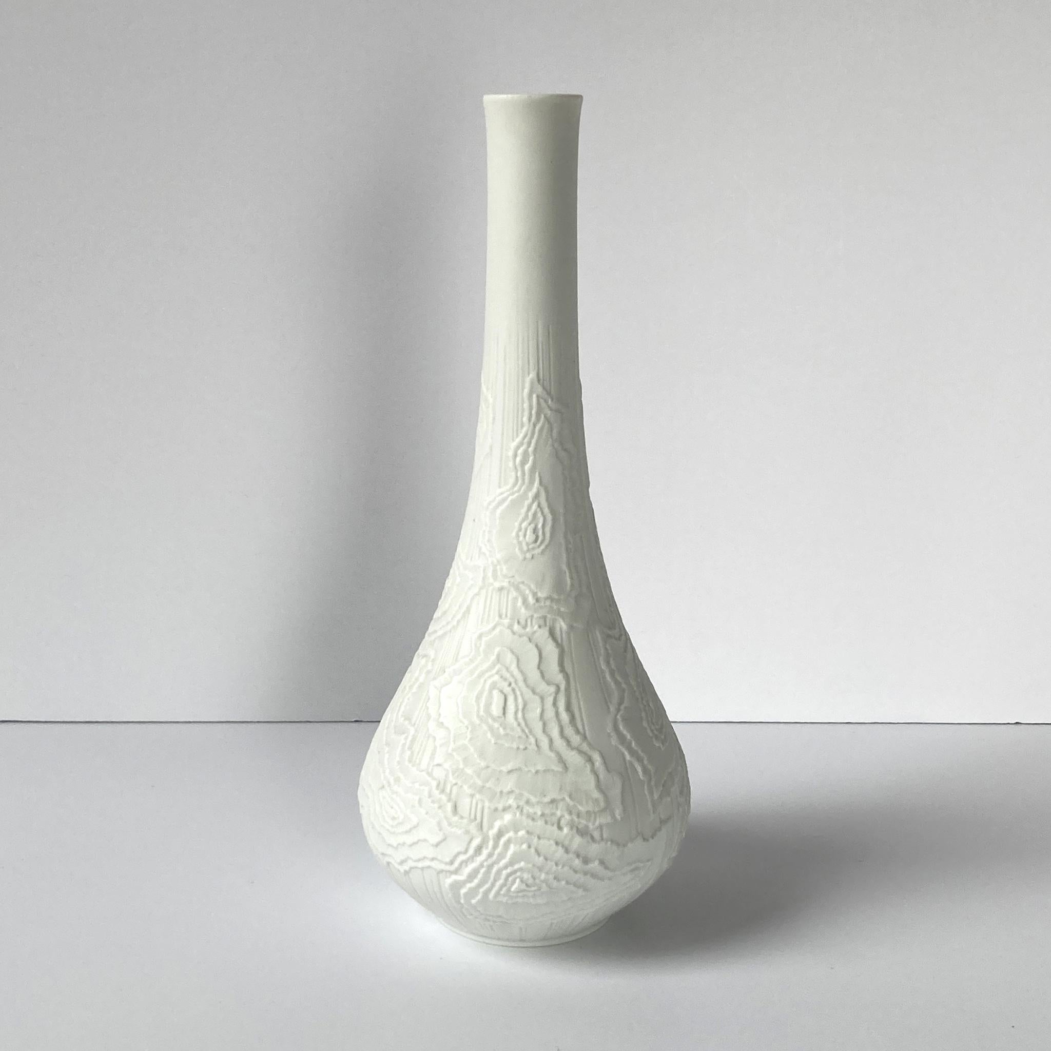 German AK Kaiser Textured White Bisque Vase, 1970s For Sale