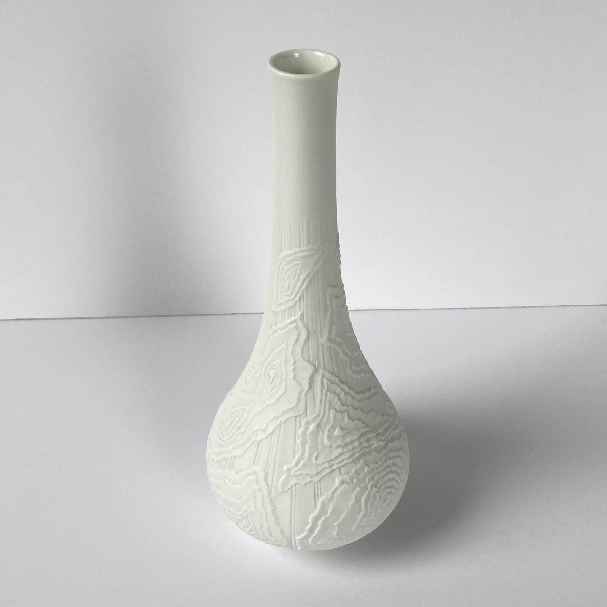 Unglazed AK Kaiser Textured White Bisque Vase, 1970s For Sale