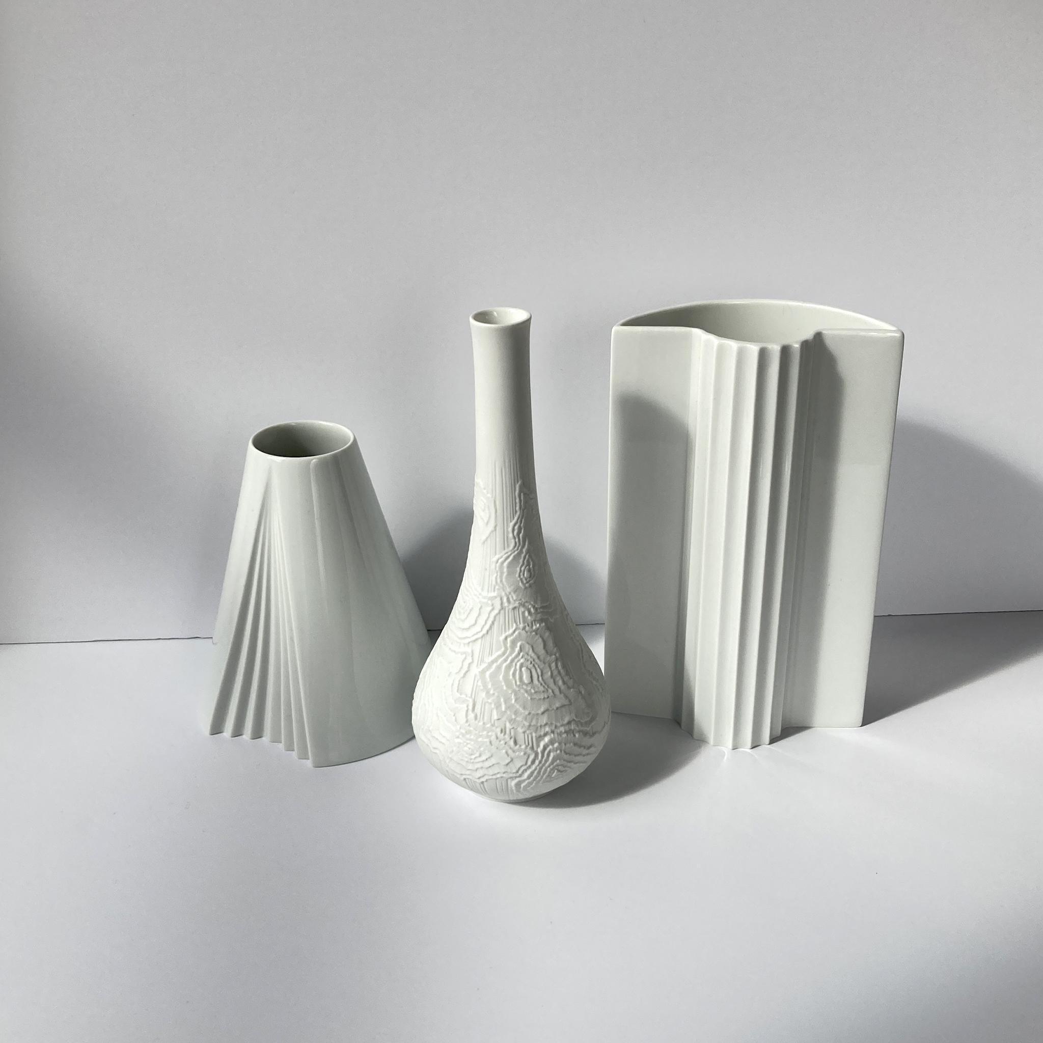 Late 20th Century AK Kaiser Textured White Bisque Vase, 1970s For Sale