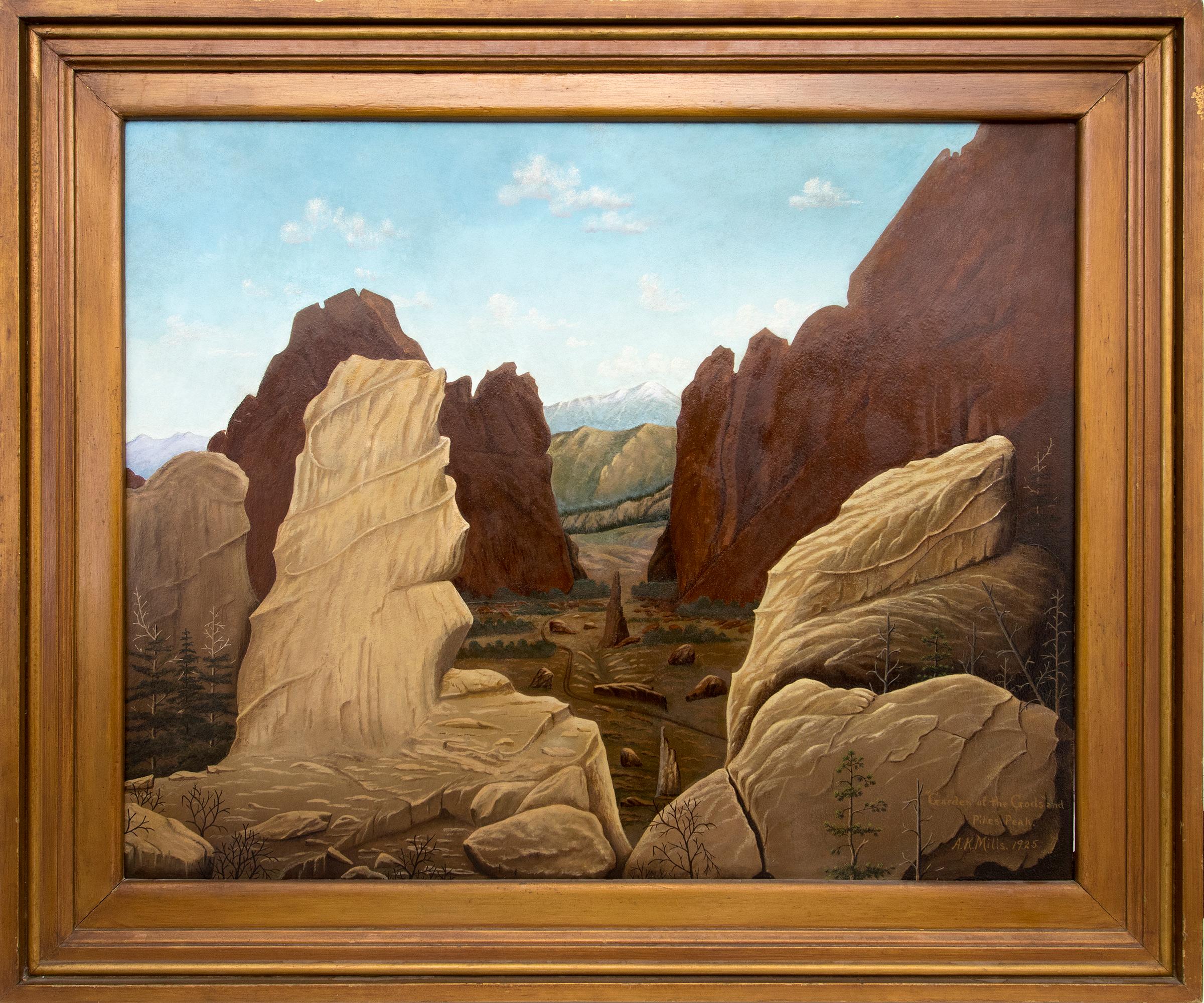 Garden of the Gods and Pikes Peak, Colorado, Southwestern Landscape Painting 
