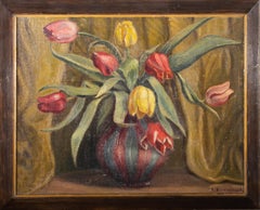 A.K. - Mid 20th Century Oil, Still Life of Tulips