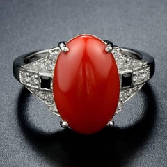 AKA Coral 4.10 Carat Onyx Diamond Cocktail Ring