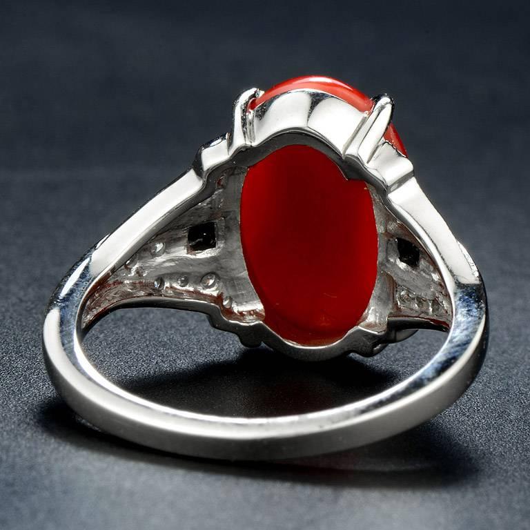 AKA Coral 4.10 Carat Onyx Diamond Cocktail Ring In New Condition In Bangkok, TH
