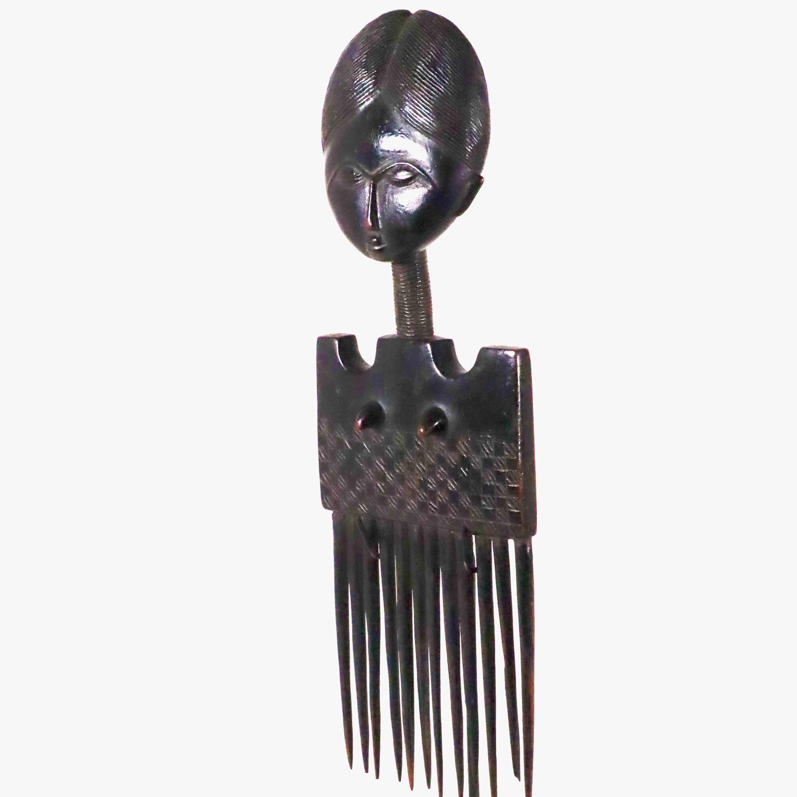 Tribal Akan Ashanti Prestige Hair Ornament or Comb Classic Ghana African Art