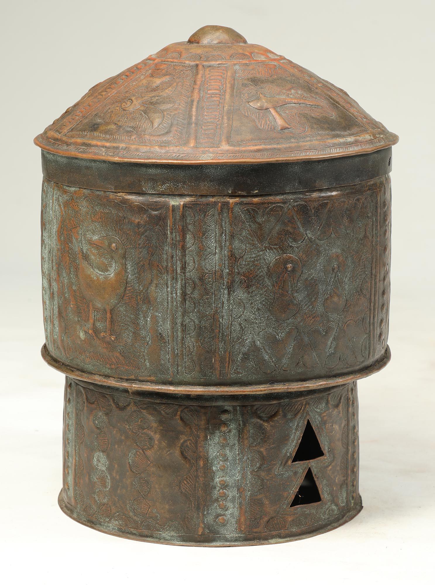 Ghanaian Akan Ceremonial Brass Bronze Lidded Container with Figures Ghana Africa For Sale