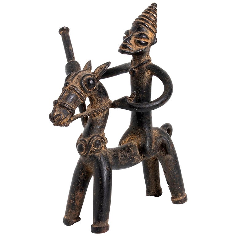 Akan Horse and Horseman, Wooden Sculpture by Akan People, Ghana For Sale at 1stdibs