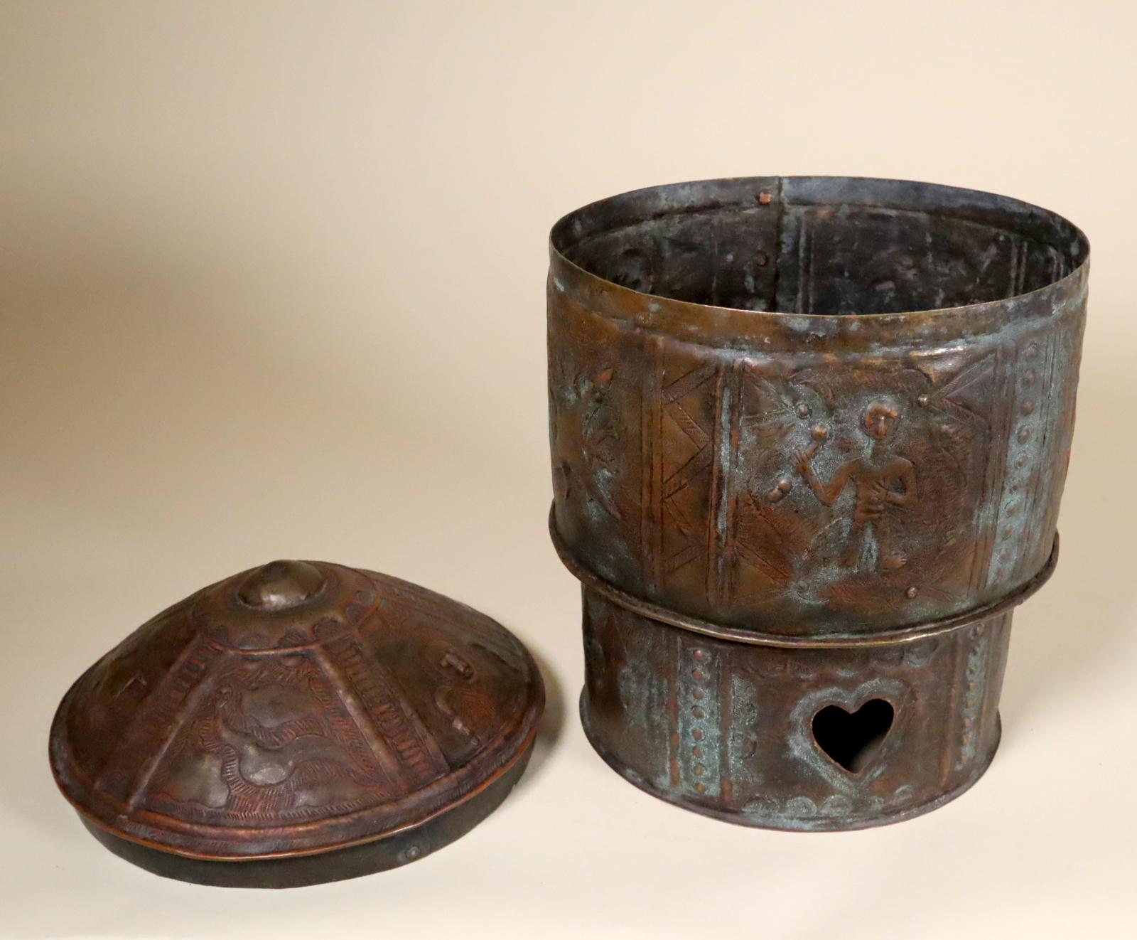 Akan Repousse Bronze Treasure Box Ghana West African Tribal Art Proverb Symbols For Sale 6
