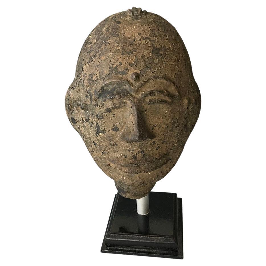 African Akan Terracotta Commemorative Memorial Portrait Head Ghana Tribal Art For Sale