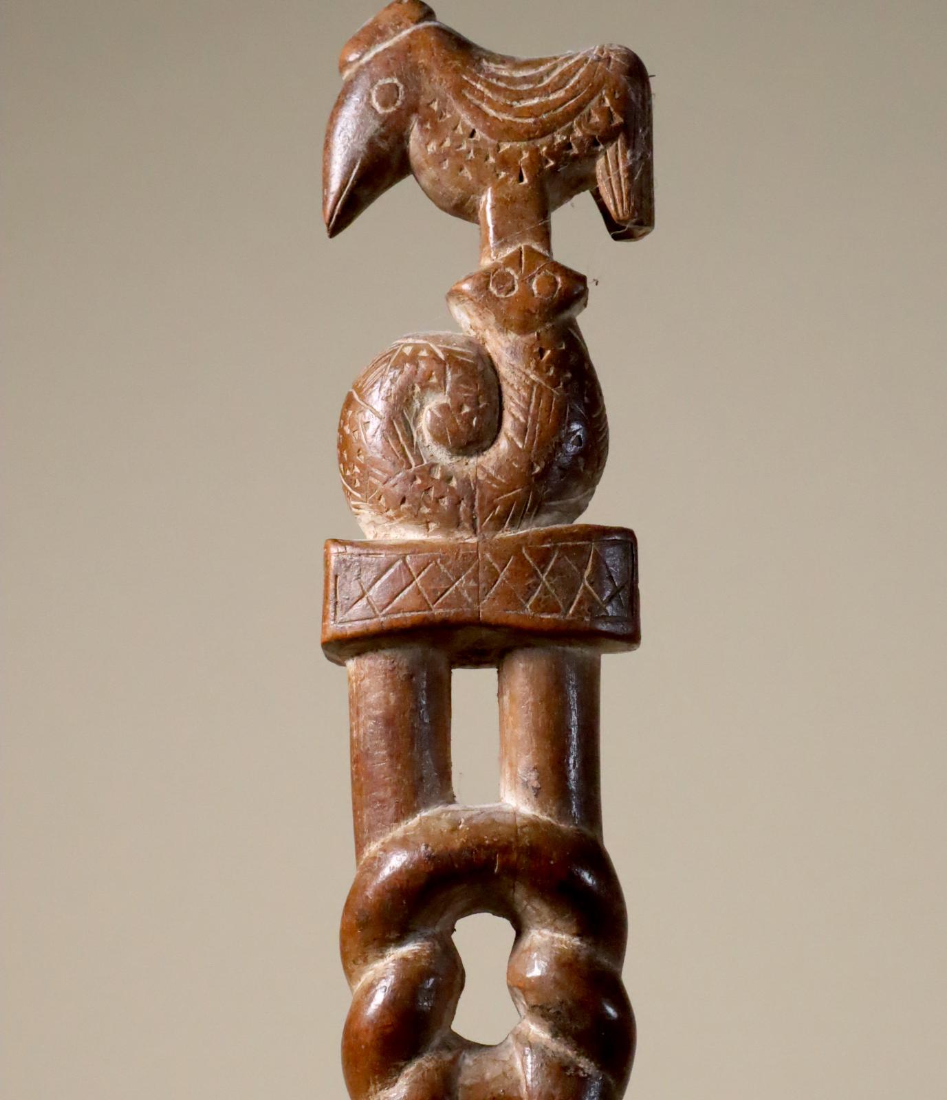 Akan Wand or Staff Ghana Traditional West African Tribal Art Symbol or Proverb In Good Condition For Sale In Santa Fe, NM