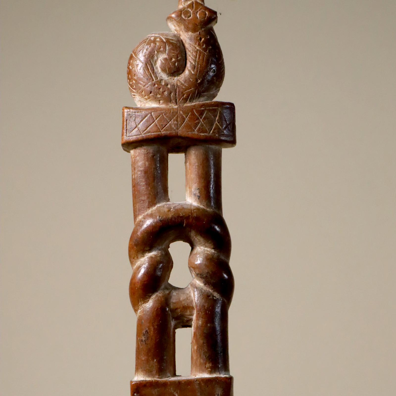 Hardwood Akan Wand or Staff Ghana Traditional West African Tribal Art Symbol or Proverb For Sale