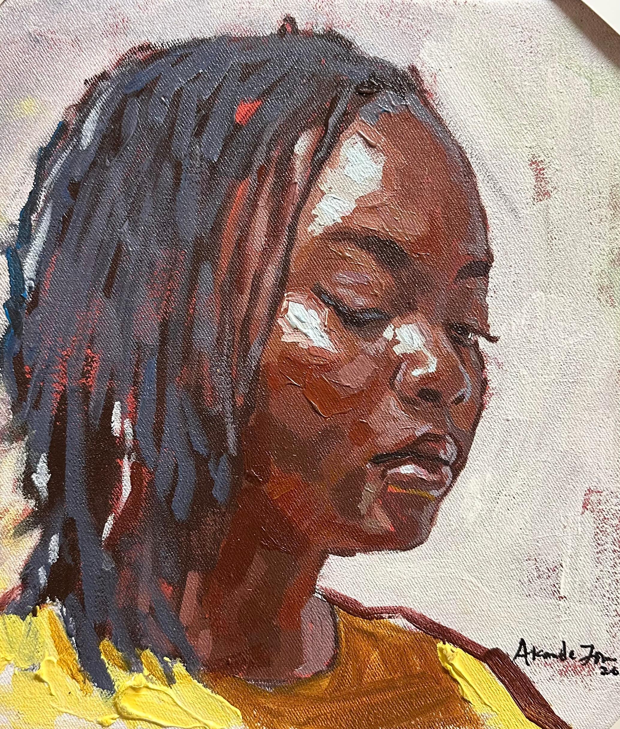 Akande John Figurative Painting - Omo Emiyan (Canvas of Emotion) 3 - 21st Century, Contemporary, Portrait, Modern