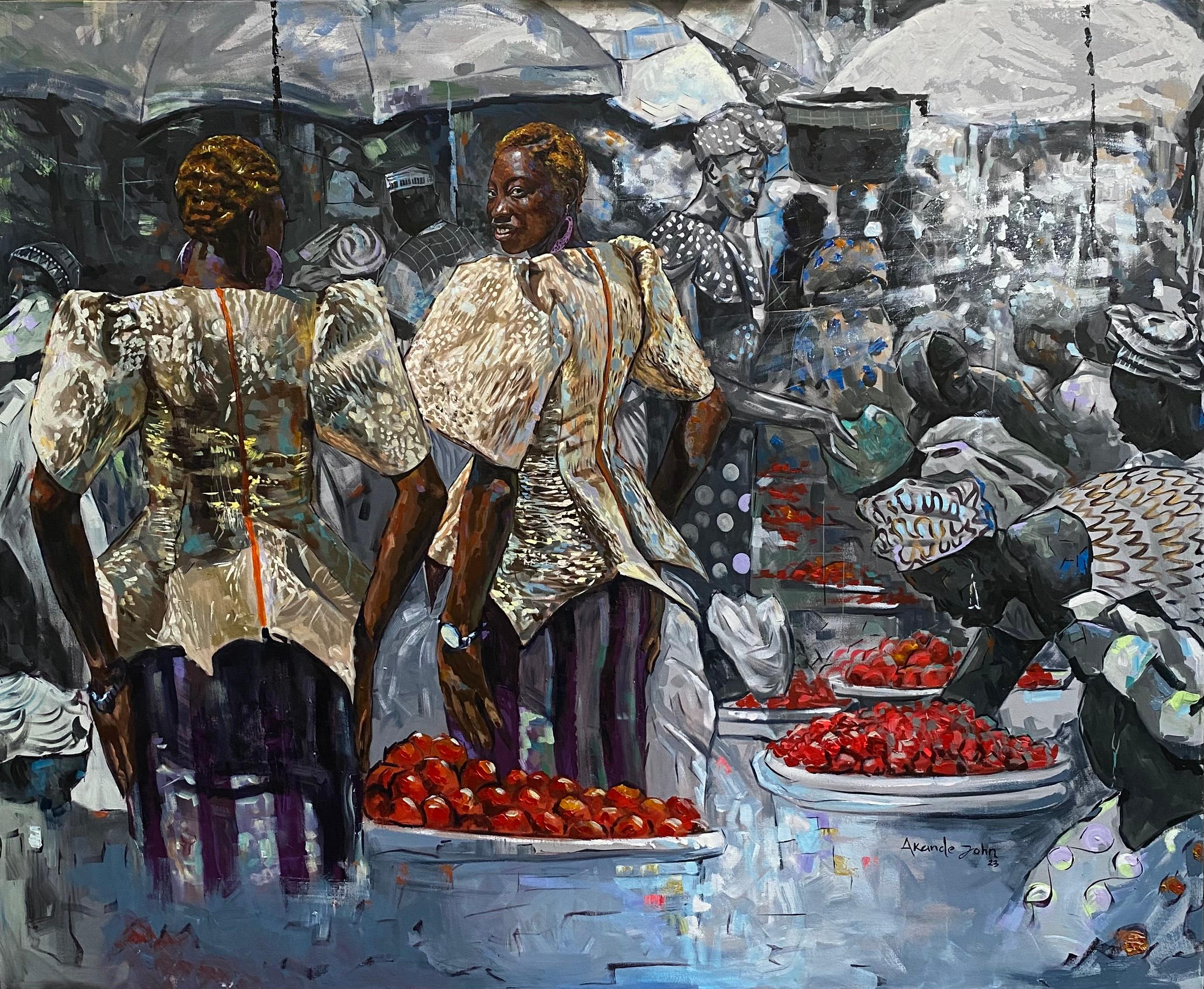 Akande John Figurative Painting - Vigorous Mompreneur