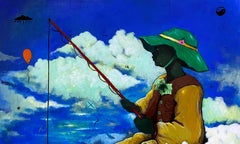 Cloud Fishing - 21st Century, Contemporary, Surrealism, African Nature, Boy