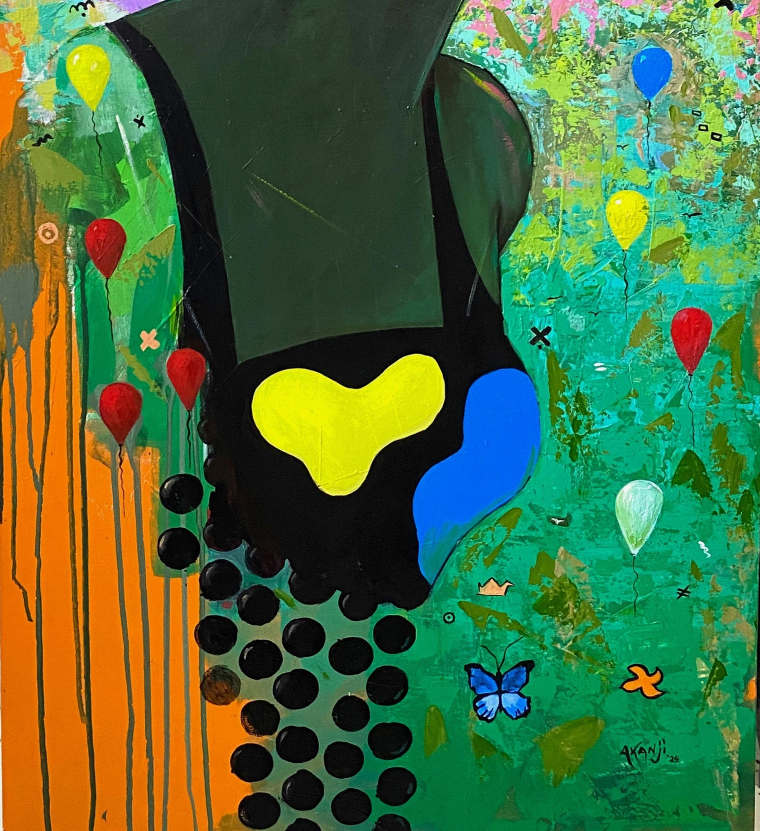 Mi mirada artificial -Siglo XXI, Contemporáneo, Surrealismo, Naturaleza africana Mujer - Painting de Akanji Bolaji