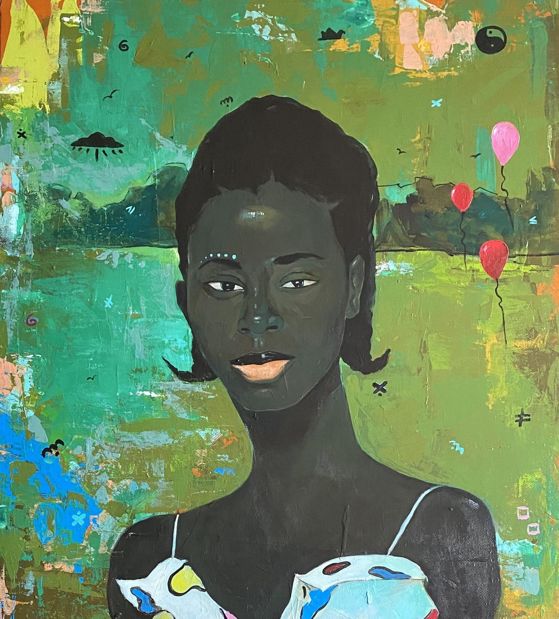 Mi mirada imperfecta - Siglo XXI, Contemporáneo, Surrealismo, Mujer africana - Painting de Akanji Bolaji