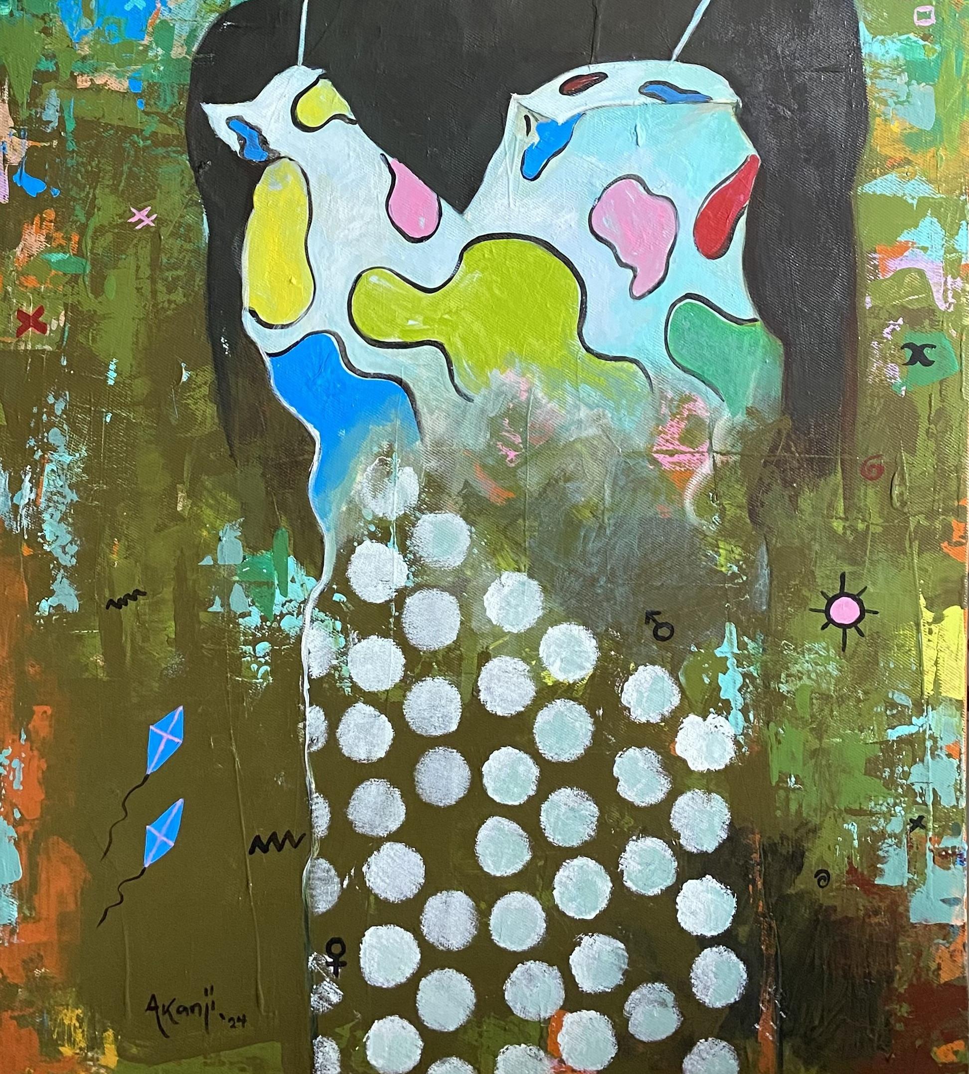 Mi mirada imperfecta - Siglo XXI, Contemporáneo, Surrealismo, Mujer africana - Painting Surrealista de Akanji Bolaji