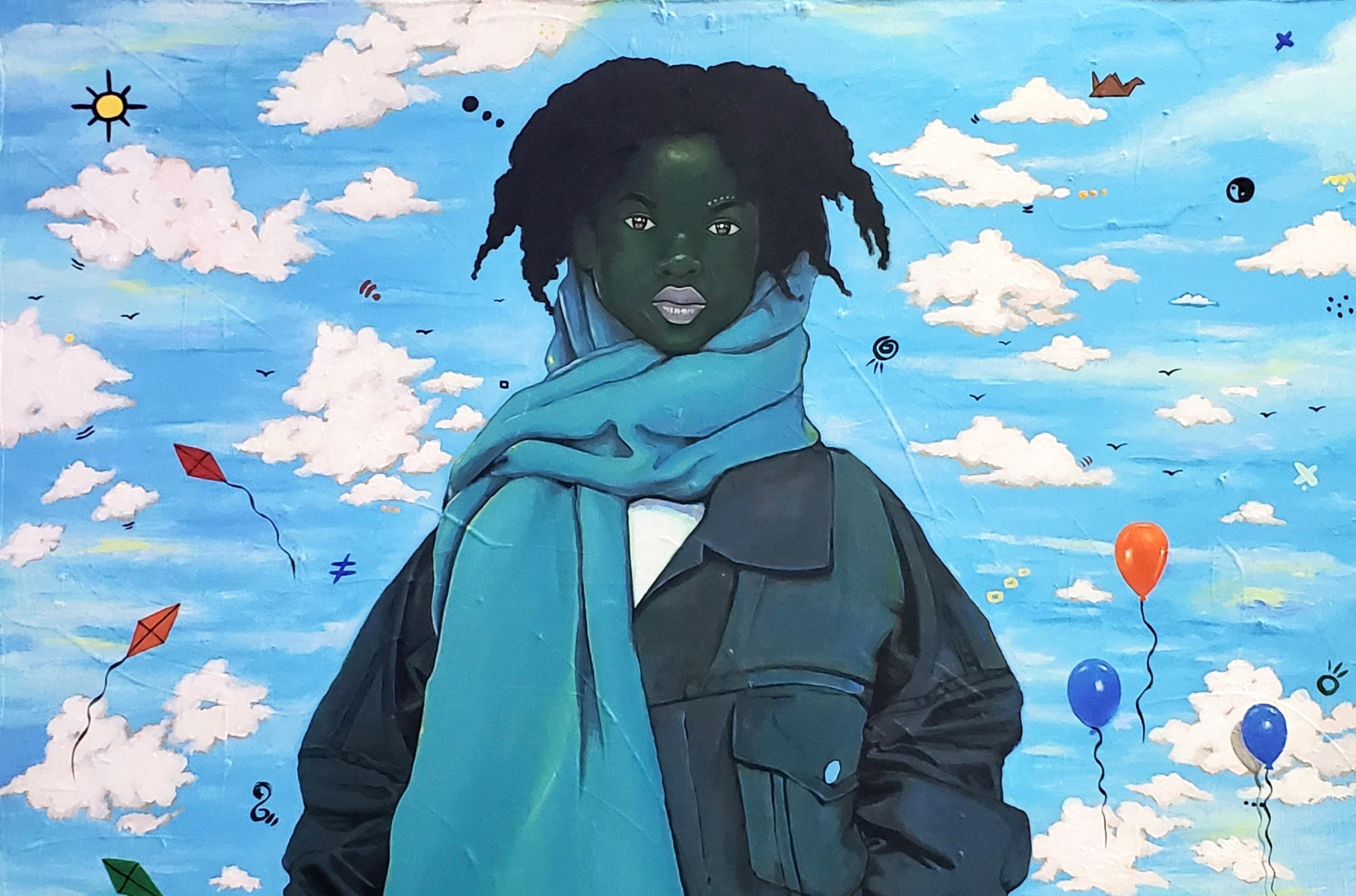 Wo bin ich? - 21. Jahrhundert, Zeitgenössisch, Surrealismus, Afrikanische Nature, Junge Kind – Painting von Akanji Bolaji