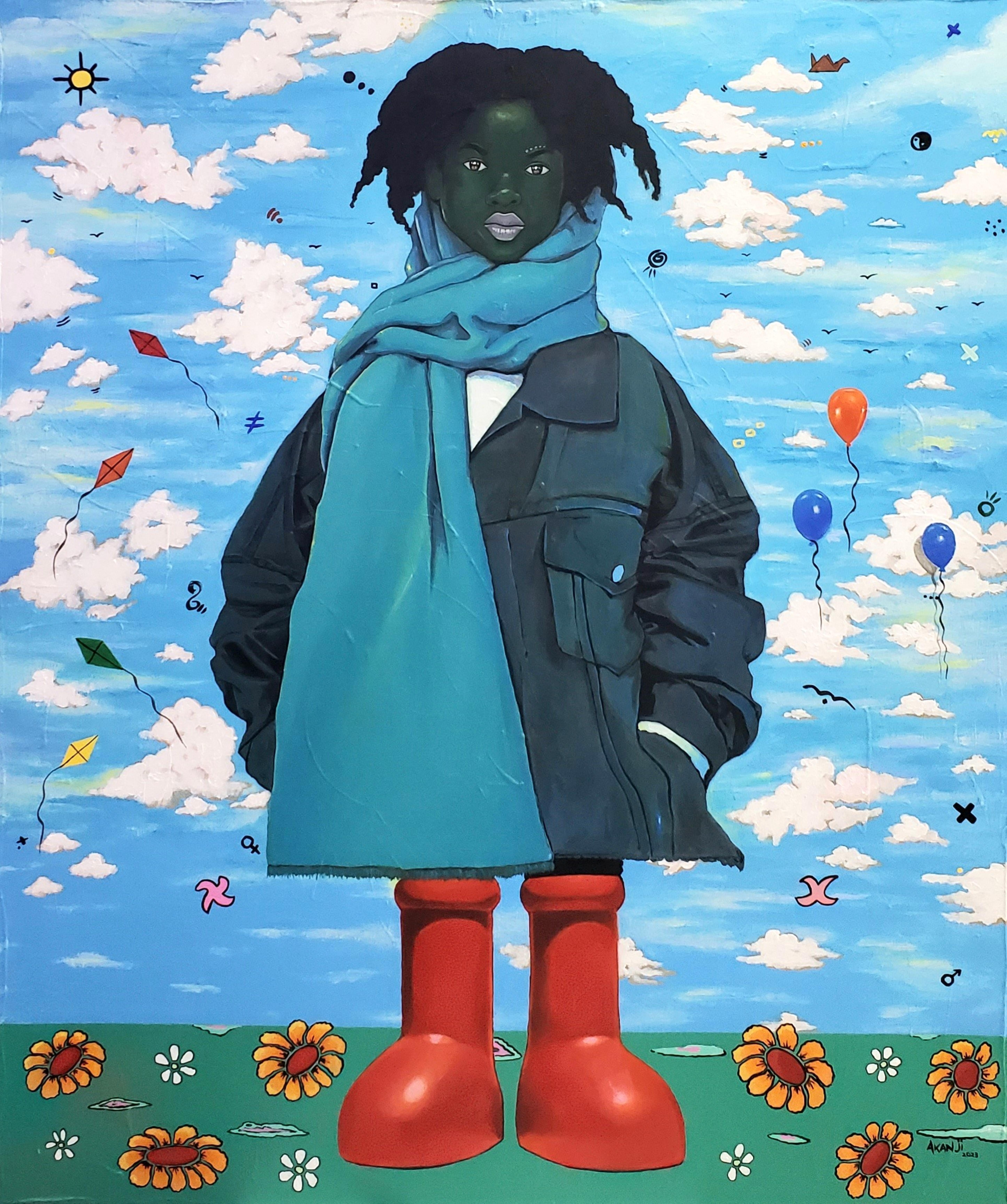 Wo bin ich? - 21. Jahrhundert, Zeitgenössisch, Surrealismus, Afrikanische Nature, Junge Kind