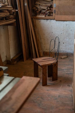 Akar Chair in Blackened Steel & Oiled Teak by Evam
