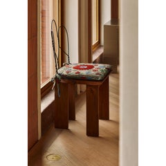 Akar Chair in Blackened Steel & Oiled Teak with Cushion by Evam