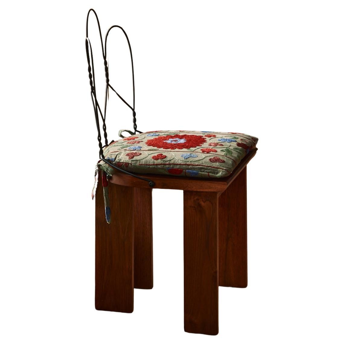 Akar stuhl aus geschwärztem stahl & geöltem teakholz mit polsterung by Evam im Angebot
