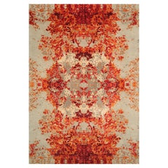 Tapis contemporain noué à la main AKASA en or, rouge et turquoise par Hands
