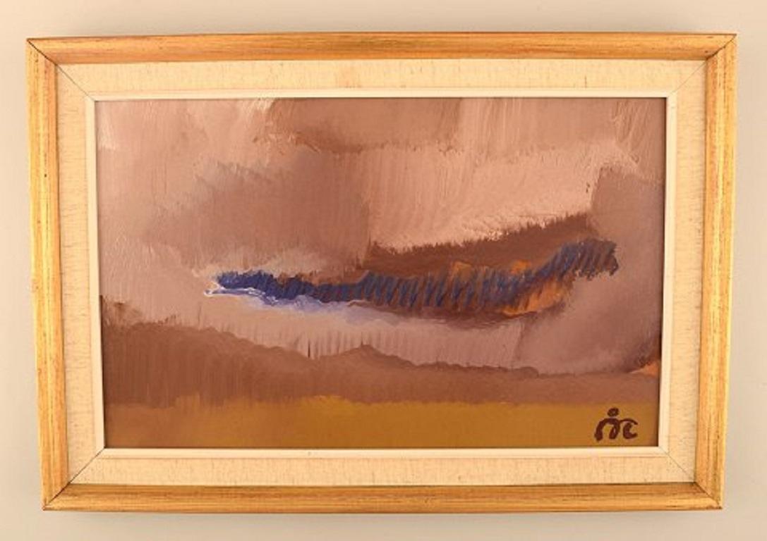 Åke Carlsson, Sweden. Modernist landscape. Oil on board, 1960s.
Board measures: 36.5 x 22.5 cm.
The frame measures: 4 cm.
Signed.
In excellent condition.