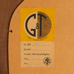 Ake Fribyter Espejo de teca y cristal Glas & Tra Suecia 1950 Etiquetado