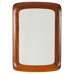 Ake Fribyter Espejo de teca y cristal Glas & Tra Suecia 1950 Etiquetado