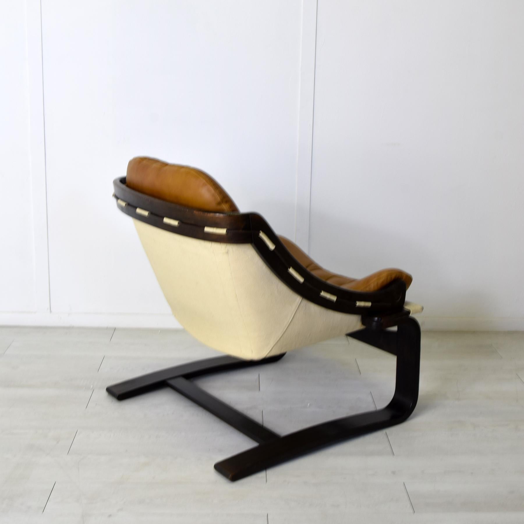 Animal Skin Ake Fribytter armchair for Nelo Möbel 1970s For Sale