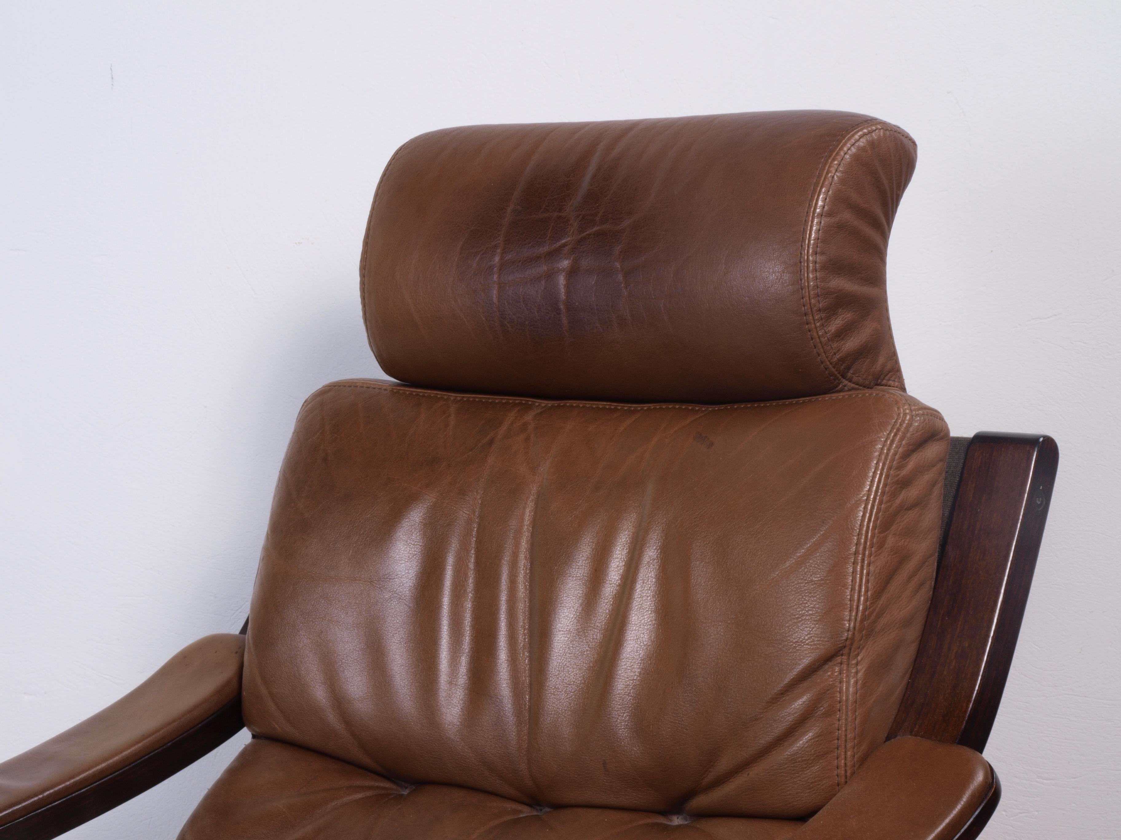 Åke Fribytter by Nelo Sweden Leather Lounge Chair For Sale 5