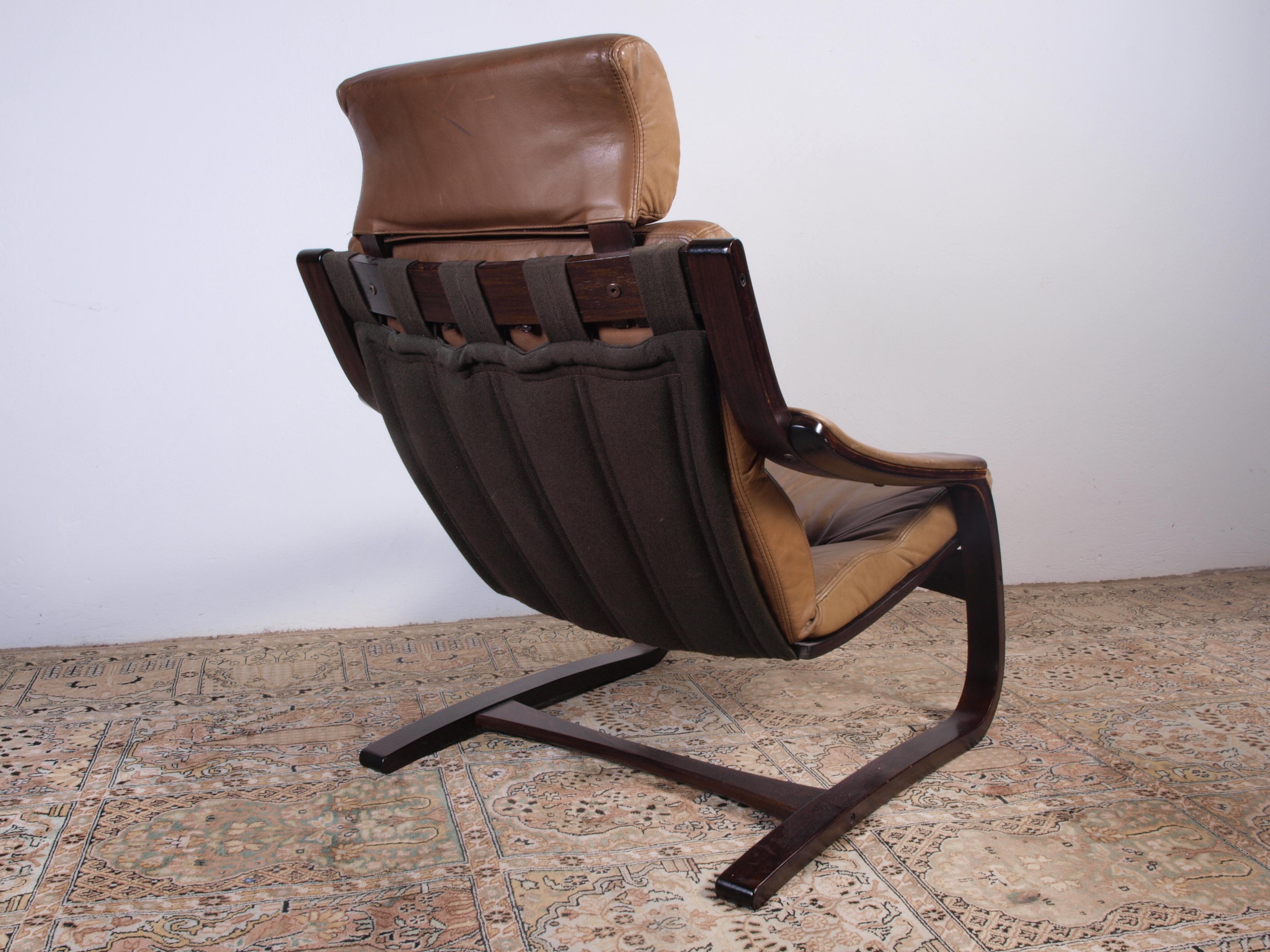 Åke Fribytter by Nelo Sweden Leather Lounge Chair For Sale 9