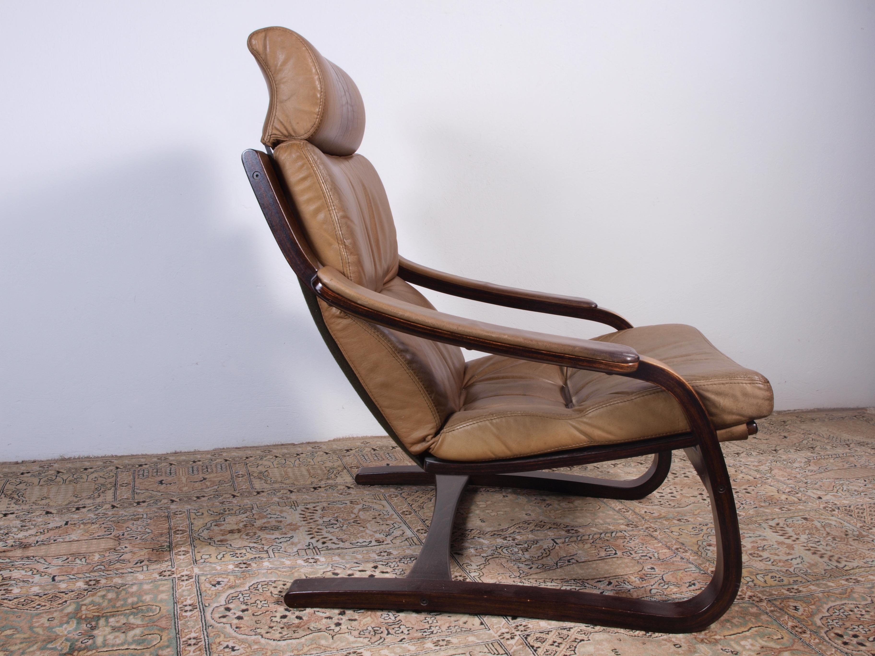 Åke Fribytter by Nelo Sweden Leather Lounge Chair For Sale 11