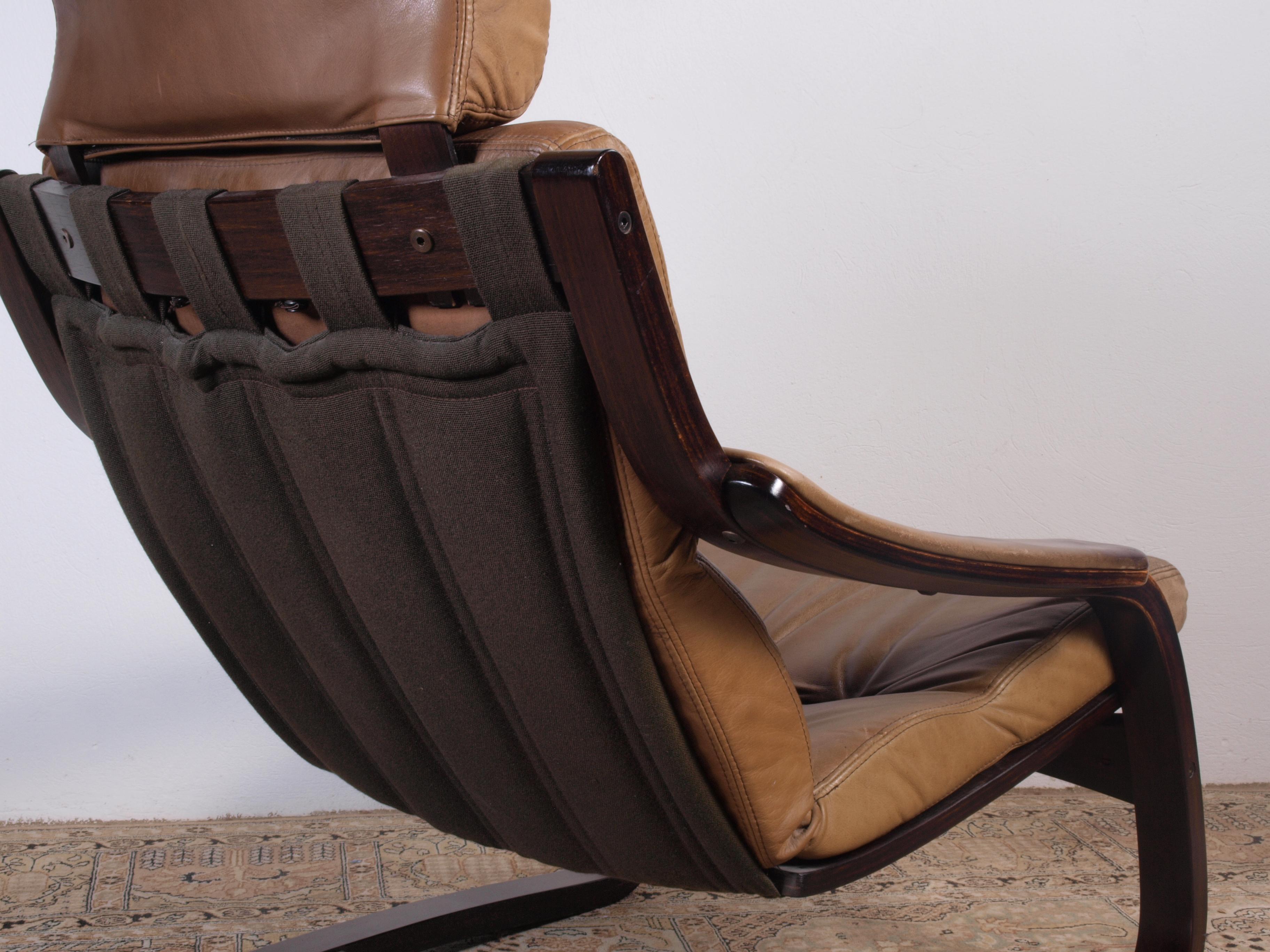 Åke Fribytter by Nelo Sweden Leather Lounge Chair For Sale 13