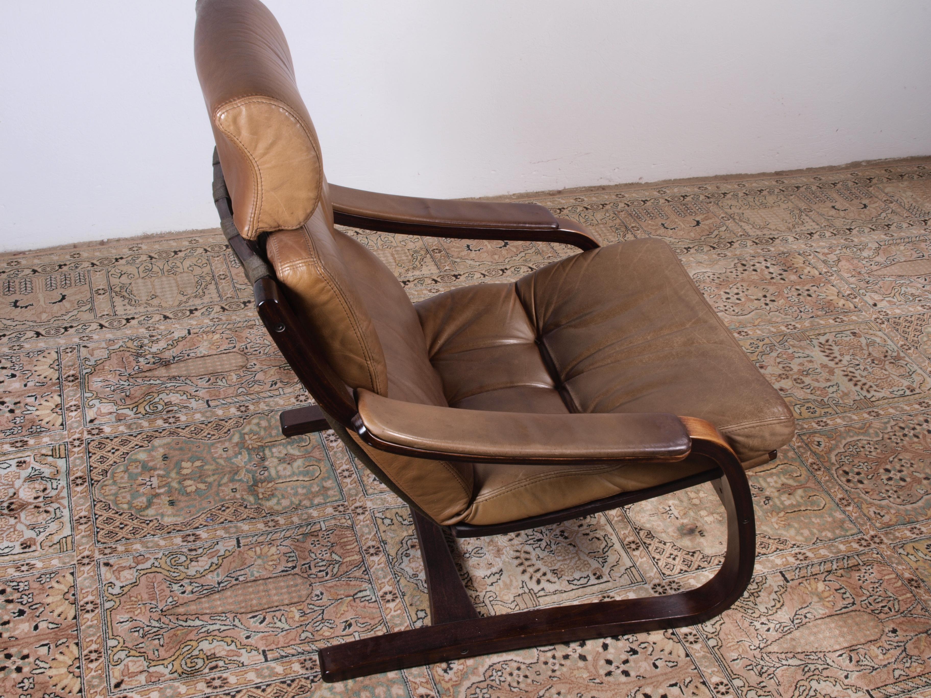 Åke Fribytter by Nelo Sweden Leather Lounge Chair For Sale 14