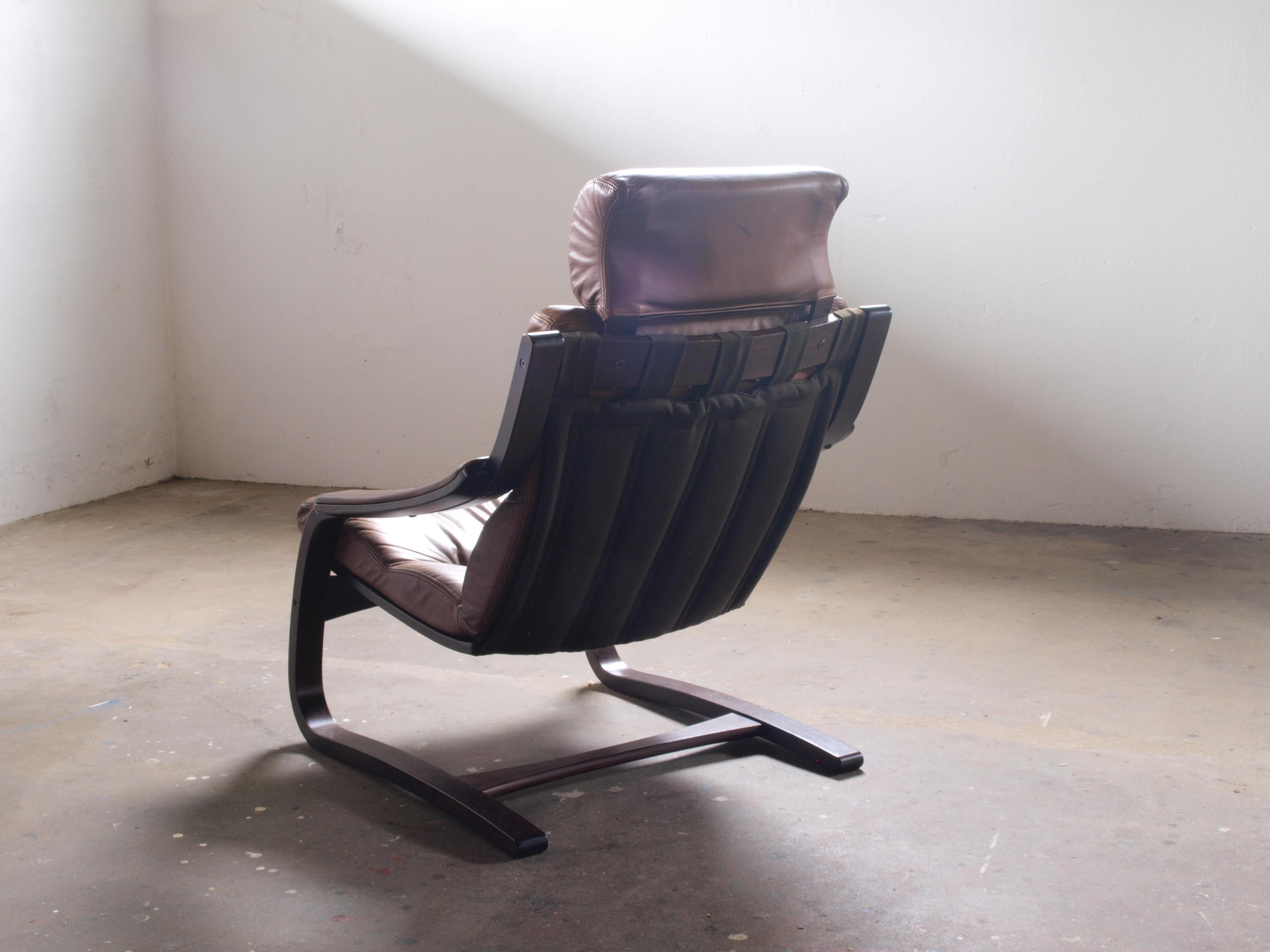 Scandinavian Modern Åke Fribytter by Nelo Sweden Leather Lounge Chair For Sale