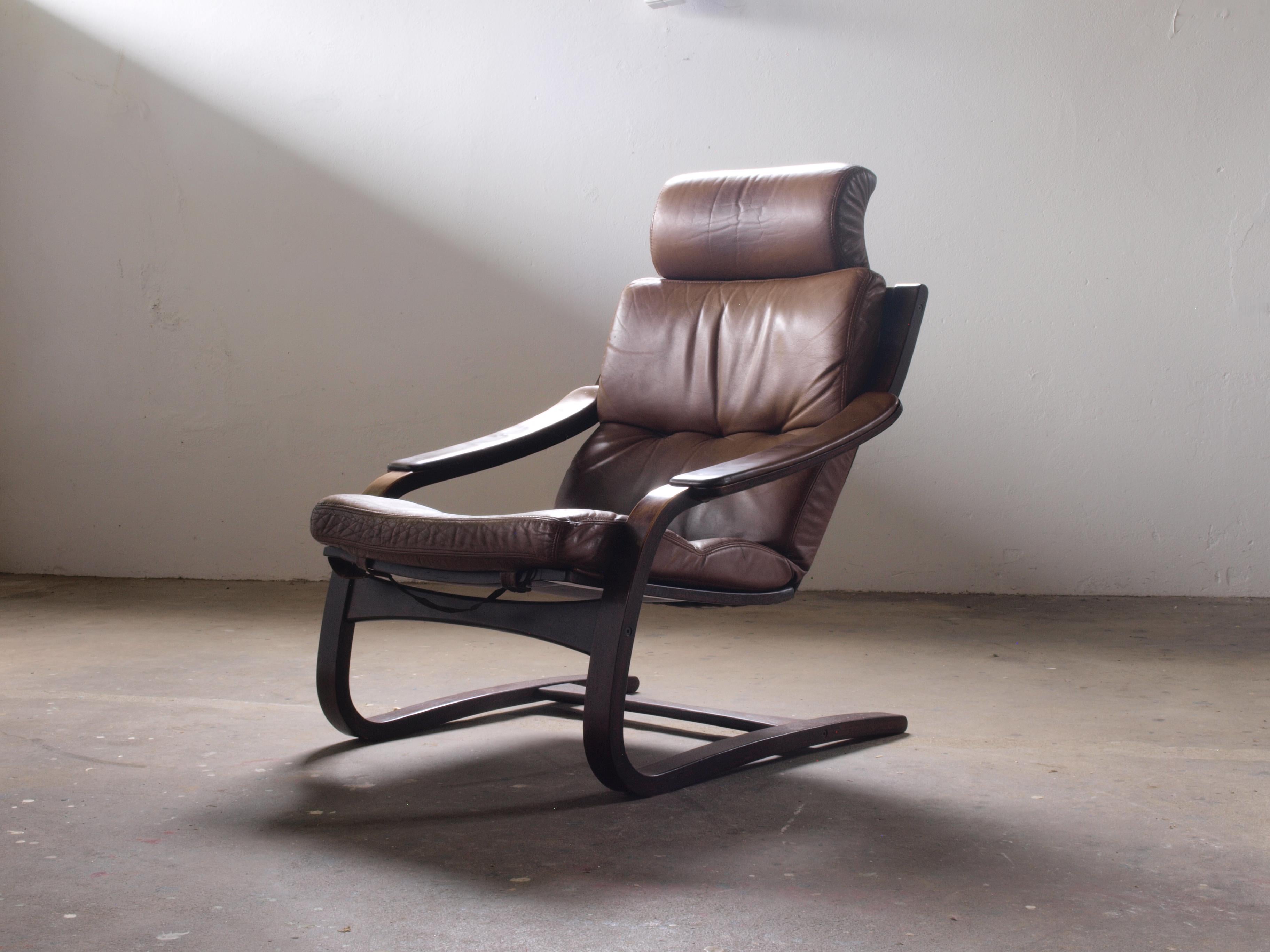 Swedish Åke Fribytter by Nelo Sweden Leather Lounge Chair For Sale