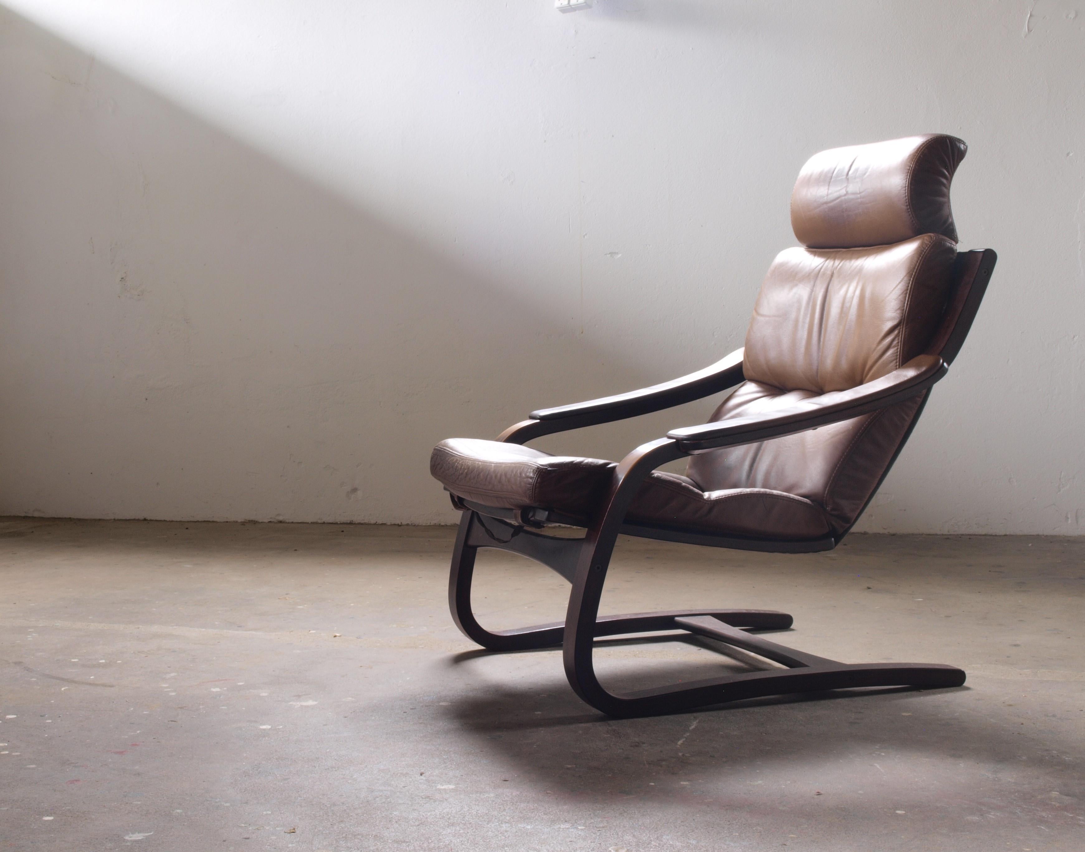 Late 20th Century Åke Fribytter by Nelo Sweden Leather Lounge Chair For Sale