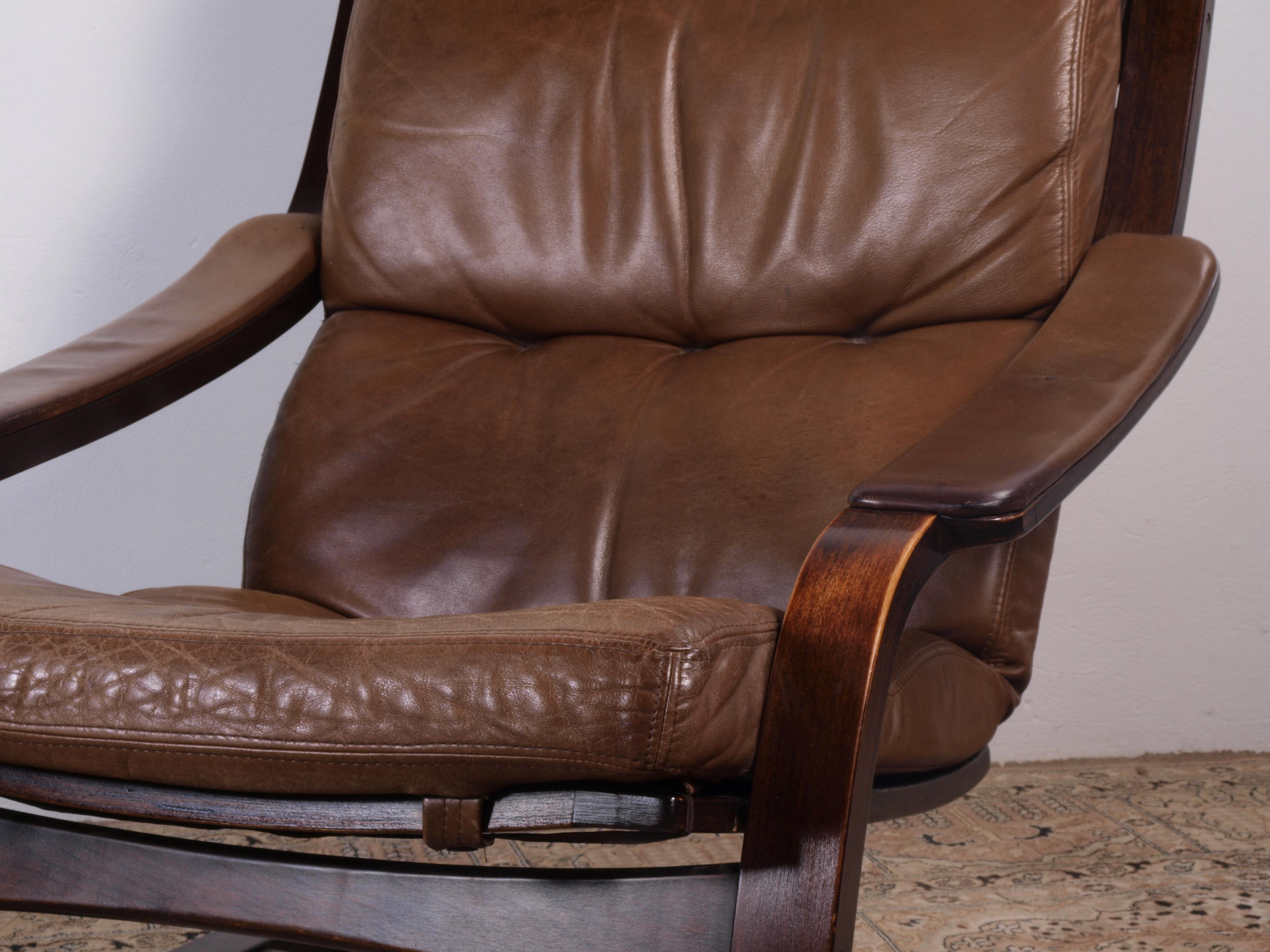 Åke Fribytter by Nelo Sweden Leather Lounge Chair For Sale 2