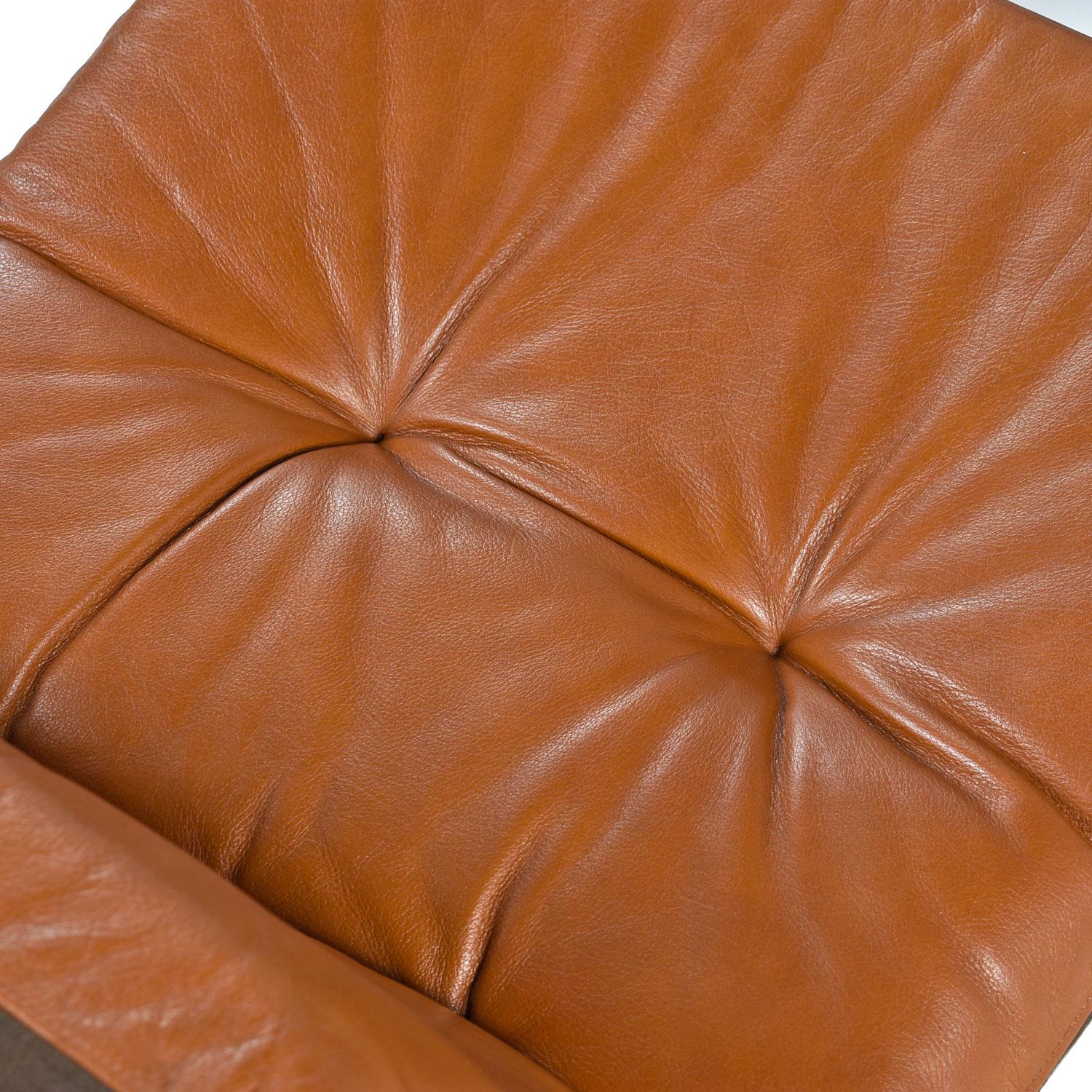 Late 20th Century Ake Fribytter for Nelo Cognac Leather Rosewood Kroken Lounge Chair and Ottoman