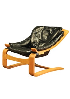 Åke Fribytter für Nelo "Kroken" Freischwinger aus schwarzem Büffelleder und Bugholz