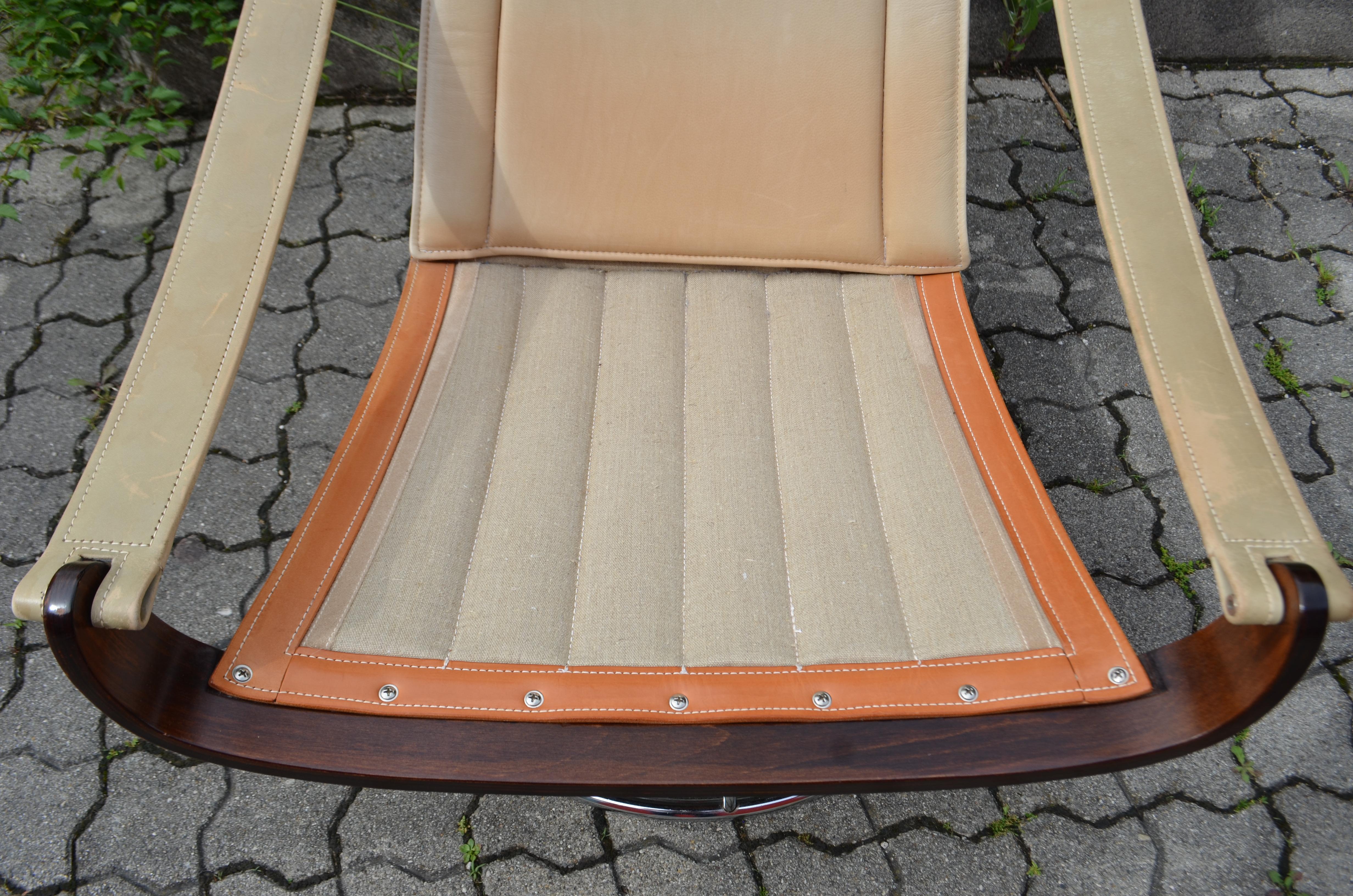 Ake Fribytter for NELO Sweden Swivel Leather Lounge Chair Cognac For Sale 7