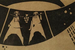 Åke Holm, Biblisches Thema, Linolschnitt, 1970er Jahre, gerahmt