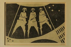 Åke Holm, Biblical Theme, Linocut, 1970s, Framed