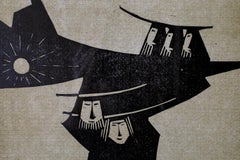 Åke Holm, Biblisches Thema, Linolschnitt, 1970er Jahre, gerahmt