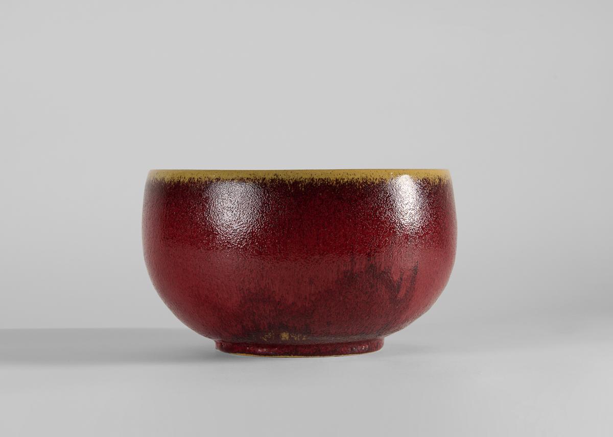 Art Déco Åke Holm, Ciotola con smalto color sangue di bue, Svezia, 1940 ca. in vendita